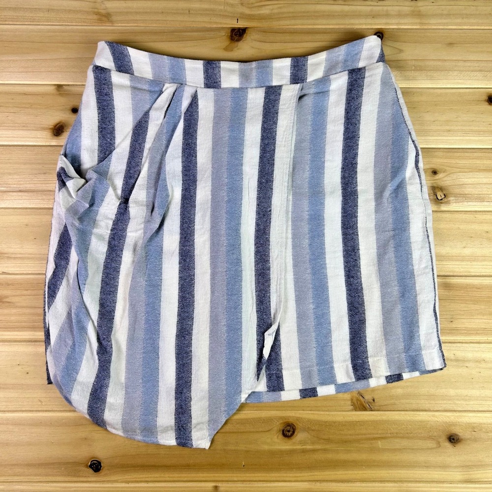 BCBGeneration Skirt Womens Large Blue Striped Asymmetrical Skirt
